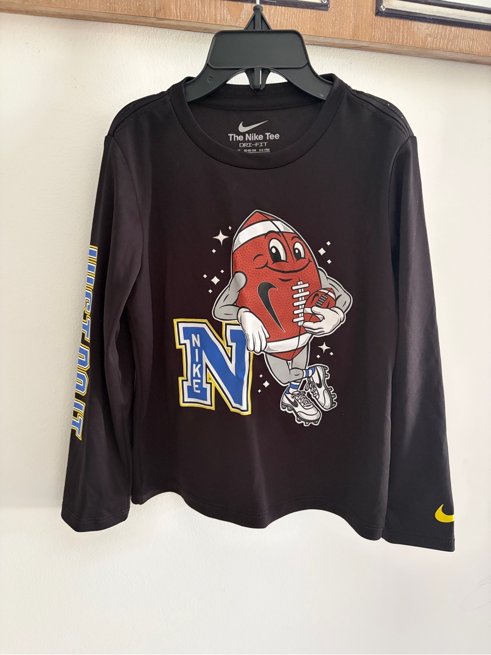 Nike Toddler Black Long-Sleeve Tee with Football Graphic